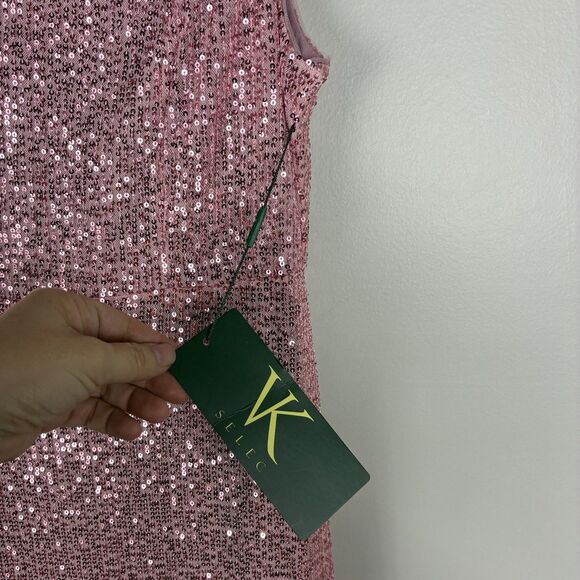 Women’s Pink Evening Dress Ball Gown XL Sequins Stretch Tulle Party Prom NYE - Picture 13 of 14